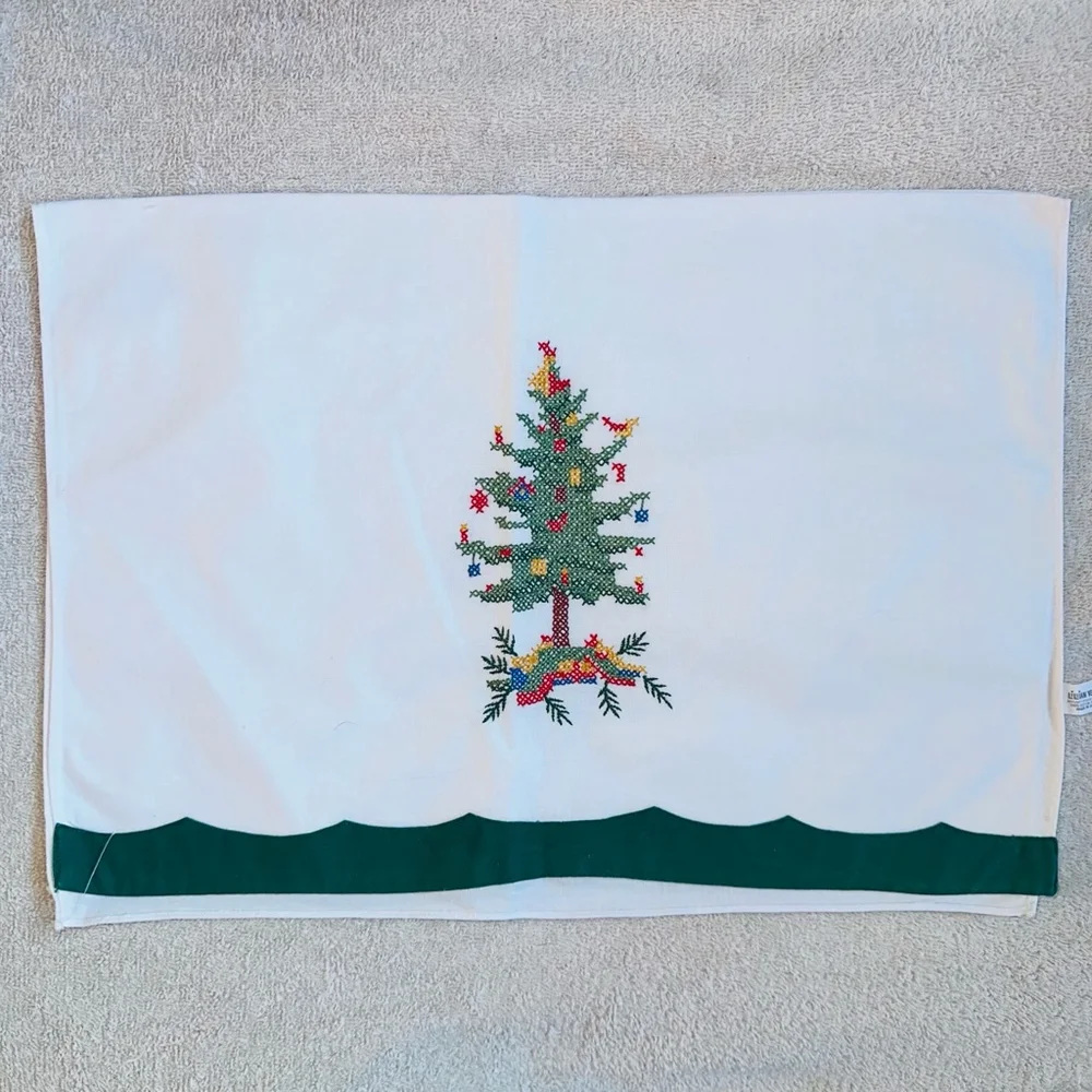 NOS Vintage Lillian Vernon Kitchen Tea Towel Christmas Tree Cross Stitch Set 2
